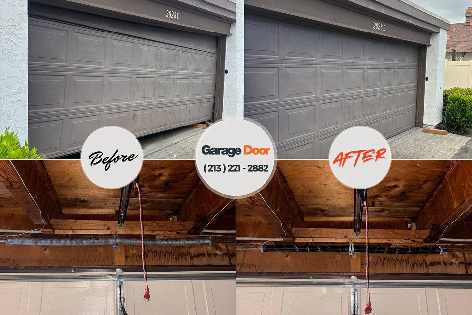 Before and after: garage door repair Whitehorn Cove, OK